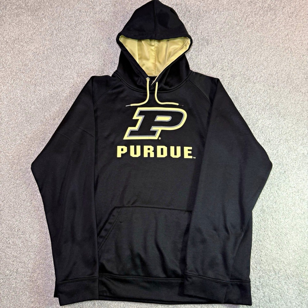 Purdue University Boilermakers Colosseum Hoodie Mens XL Black Fleece Pullover